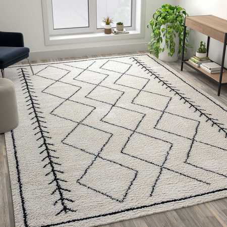 Flash Furniture Geometric Style Bohemian Shag Area Rug - 8' x 10' - Ivory RC-MS-202012-01-810-GG